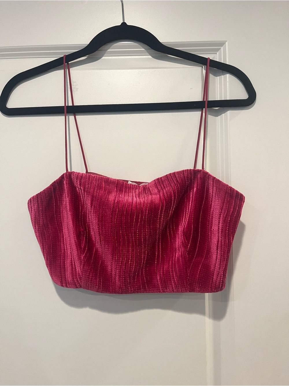 Velvet Ribbed Cropped Cami Top